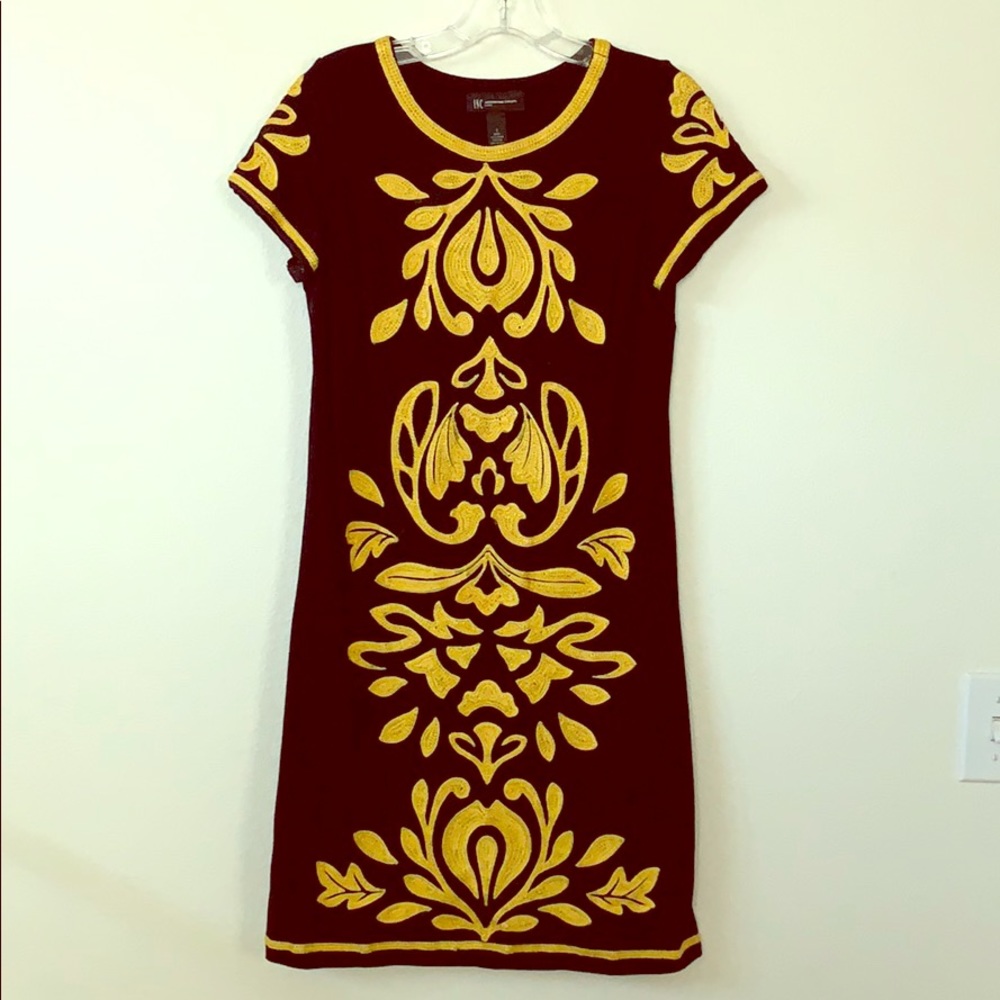 INC Embroidered Black Dress